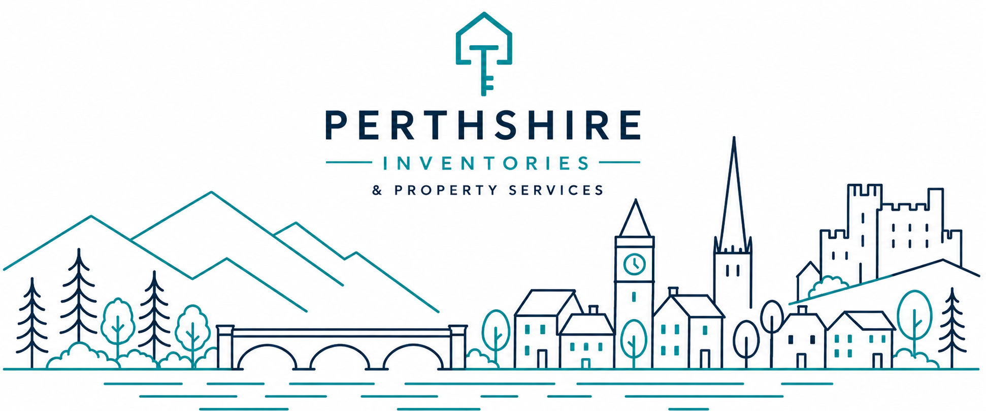 Perthshire Inventories & Property Services — illustrated Perthshire skyline with logo